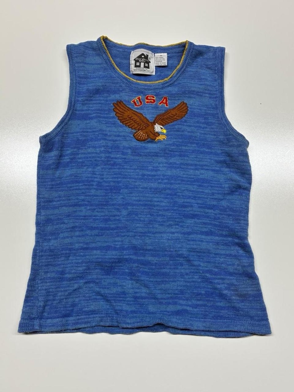 Storybook Knits Women’s USA Eagle Sleeveless Shirt Tanktop red white Blue Medium